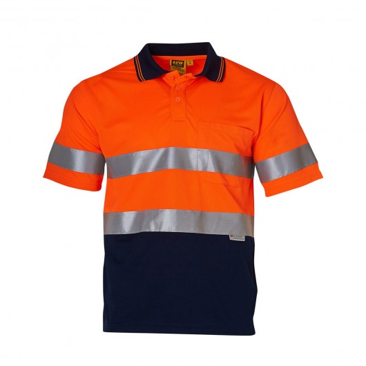 Orange Navy Short Sleeve Safety Polos